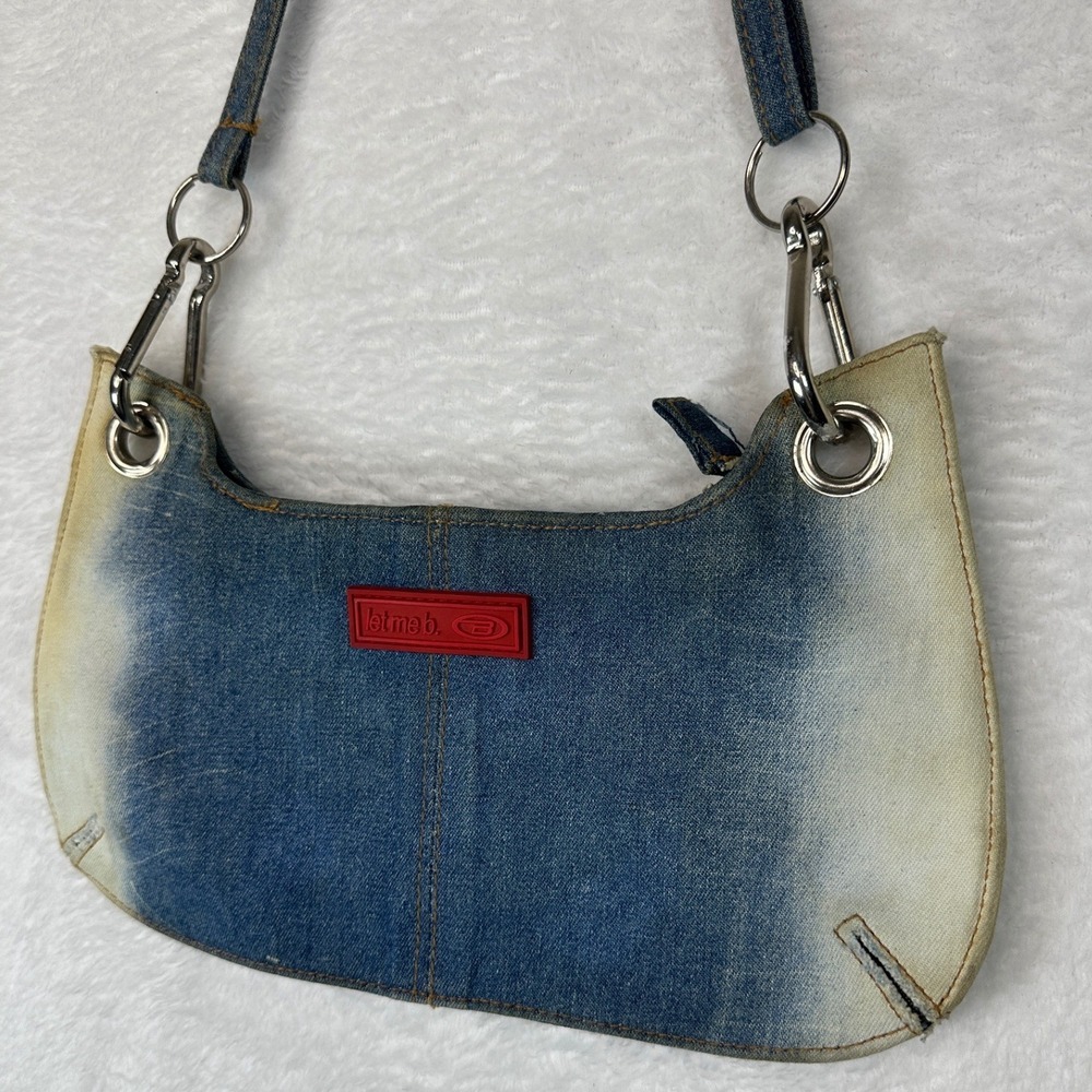 Bongo Let Me B. Denim Shoulder Bag Womens Small Blue Y2K Sand Wash 1150